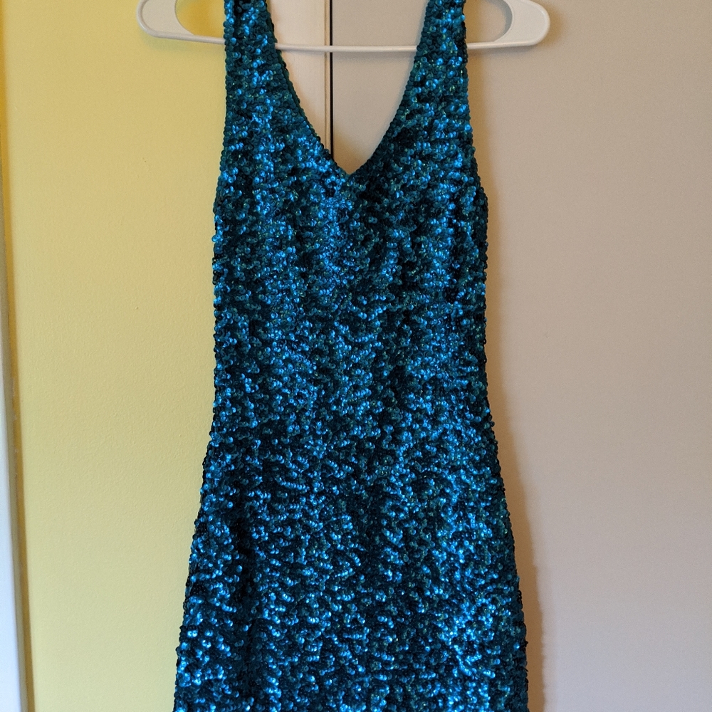 Blue Sequin Party Dress